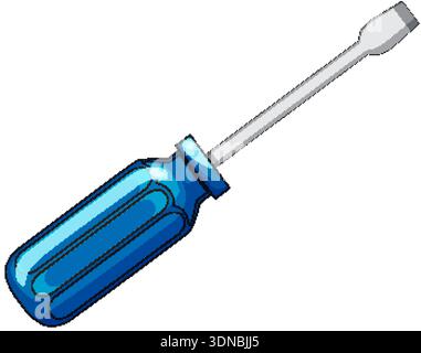 Flathead screwdriver with blue handle, clean vector style, isolated on white background, angled view Stock Vector