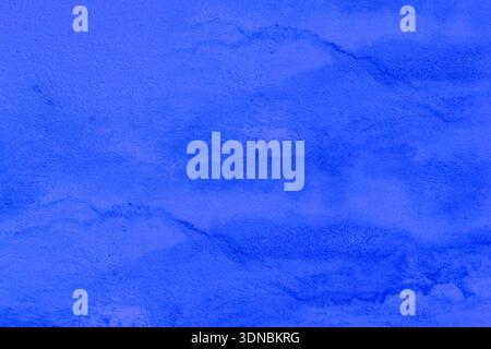 Stains, patterns, and streaks on the neglected, worn blue plaster Stock ...