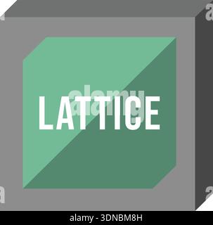Green geometric panel with lattice text centered on a faceted block background Stock Vector