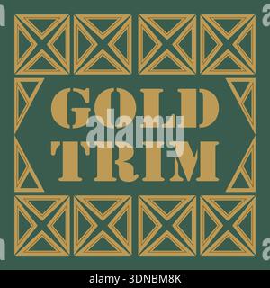 Decorative tile with gold trim text and repeating geometric border motifs in warm tones Stock Vector