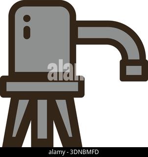Flat illustration of a studio video camera on a tripod with a side view body Stock Vector