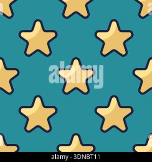 Outline star seamless pattern. Vector illustration flat design. Hand drawn star in cartoon style. Kids design Stock Vector