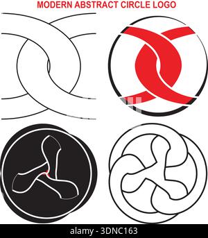 Set of circular abstract interlocking shape icons. Stock Vector