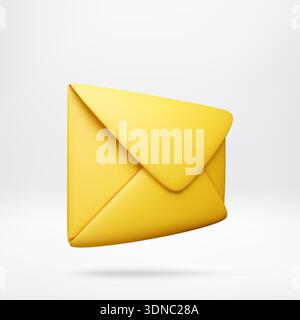 Yellow envelope with a shadow. 3d style Stock Vector