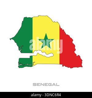 Vector illustration of the flag of Senegal with black contours on a white background Stock Vector
