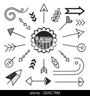 Hand Drawn Arrow UI Design Elements Collection Stock Vector