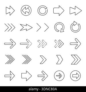 Minimal Arrow Icons Set for UI Navigation and Interface Design Stock Vector