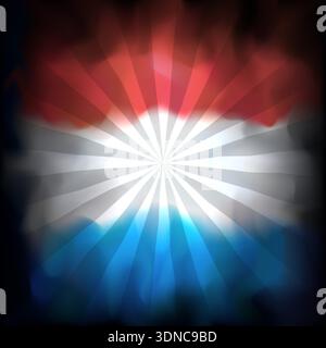 Flag of luxembourg. Abstract grunge background with sun rays. Luxembourgish flag. Watercolor dark background. Grunge texture for creative design Stock Vector