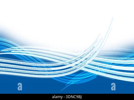 Binary code data waves Stock Photo