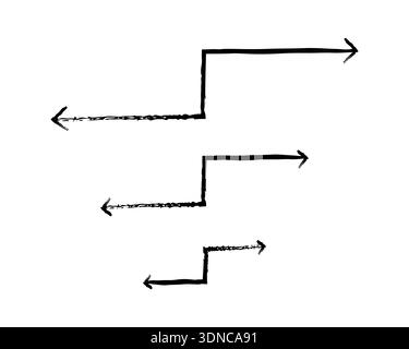 Two-sided arrows grunge doodle design element set Stock Vector