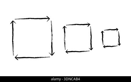 Square arrows in clockwise rotation grunge doodle design element set Stock Vector