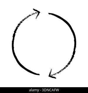 Two-sided circle arrows grunge doodle design element Stock Vector