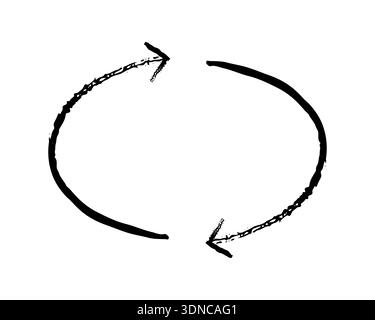 Two-sided oval arrows grunge doodle design element Stock Vector