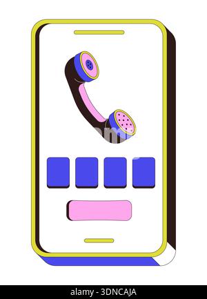 Phone code verification screen 2D cartoon object Stock Vector