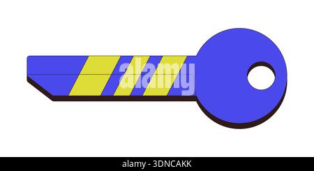 Digital security key with stripes 2D cartoon object Stock Vector
