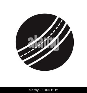 Black and white cricket ball with classic stitching detail on an isolated white background. Stock Vector