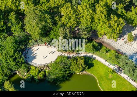 France, Paris, general view from the 2nd floor of the Eiffel Tower, the Eiffel Tower gardens Stock Photo