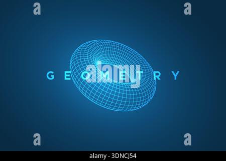 Abstract of blue wireframe torus Stock Vector