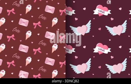 Valentine s Split Pattern Envelopes Hearts Stock Vector