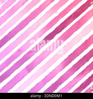 Hand painted pink watercolour stripes background design Stock Vector