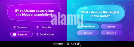 Quiz template layout, question and answer game Stock Vector