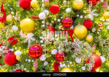 France, Paris, Christmas decoration on a tree Stock Photo