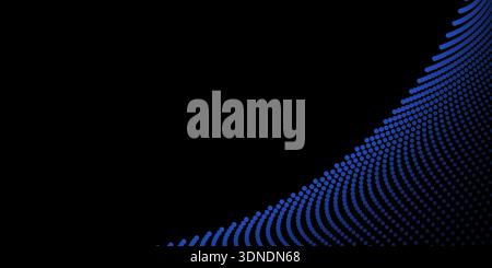 Abstract curvy spots, geometric pattern forming wave like curved shapes on a black background. Modern style optical illusion design for text, ideal fo Stock Vector