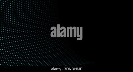 Curved wavy halftone pattern in soft blue on the left over black background, creating depth and rhythm, ideal for modern, minimal, and tech-inspired d Stock Vector