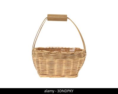Bamboo weave basket isolated on white background Stock Photo