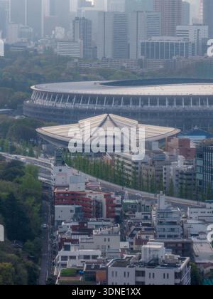 Tokyo Metropolitan Gymnasium and the new Olympic National Stadium In Tokyo Stock Photo
