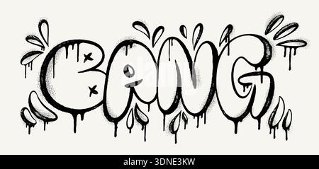 Spray painted graffiti BANG word with rough paint splatter and drip effects, isolated on a white background. Urban street art vector for posters Stock Vector