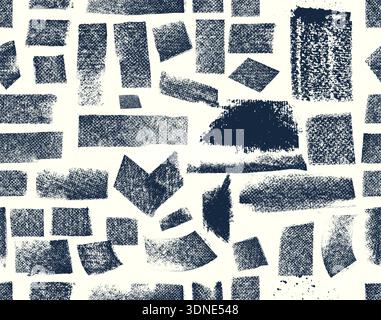Seamless pattern straight lines and square shapes. Childish chalk, pencil drawn geometric elements. Bold calligraphy paint strokes, sketchy charcoal. Stock Vector
