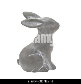 cute cement rabbit statue for decorate isolated on white background Stock Photo