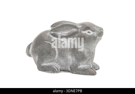 cute cement rabbit statue for decorate isolated on white background Stock Photo