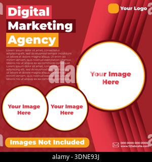 Professional Digital Marketing Agency Social Media Post Template Stock Vector