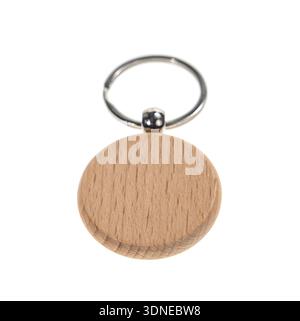 Wooden key chain isolated on white Stock Photo