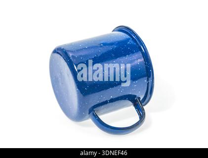 Enameled mugs in retro style isolated on white background Stock Photo