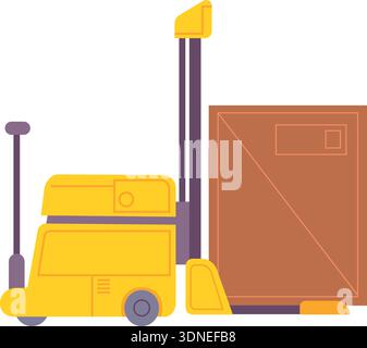 Fork truck color icon. Warehouse crate stacker isolated on white background Stock Vector