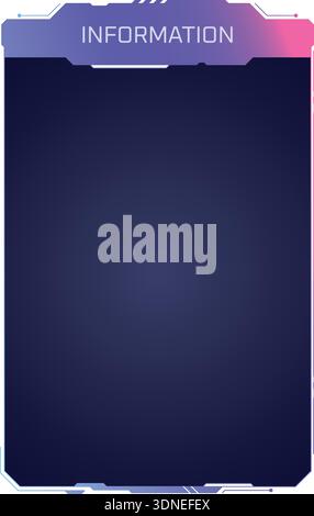 Information box frame in neon cyber game style isolated on white background Stock Vector