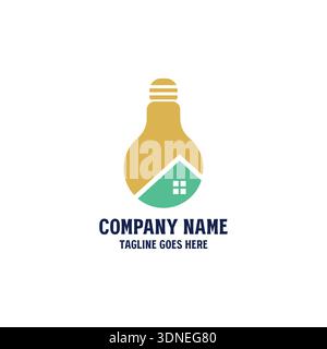 Creative Integration Of House Roof Within Yellow Lightbulb Shape Representing Smart Home Technology And Green Living Idea Stock Vector
