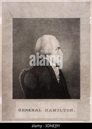 Engraved portrait of Alexander Hamilton, a Founding Father of the ...