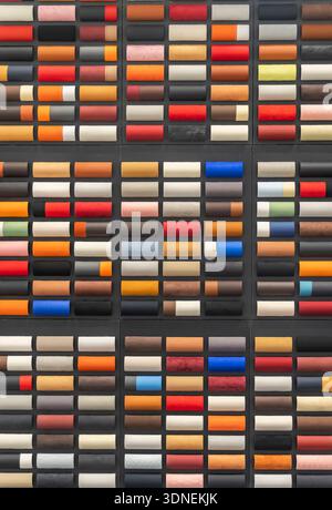 Samples of a leather and fabric for a upholstery of interior of the car Stock Photo