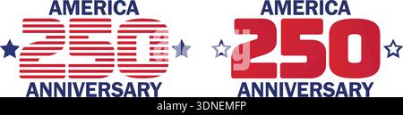 250 America anniversary design elements set vector illustration Stock Vector