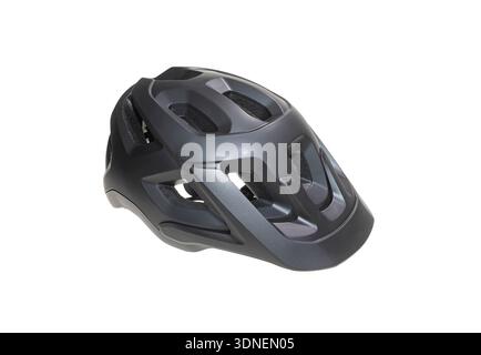 Black bicycle helmet isolated on white background. Stock Photo