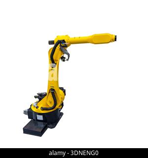 Industrial Robotic Arm isolated on white Stock Photo