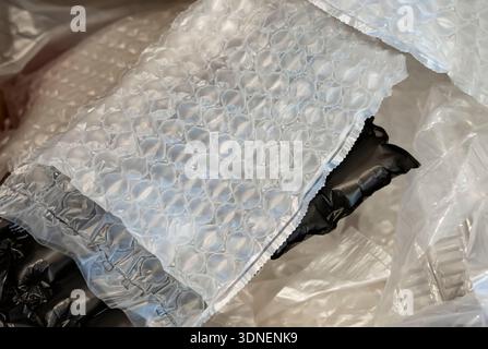 plastic translucent air packaging, protection of goods. Stock Photo