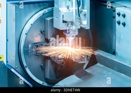 laser cutting machine controller by CNC program Stock Photo