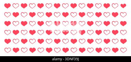 Pattern background of red hearts placed in a checkerboard pattern, Romantic background with hearts for Valentine's Day Stock Vector