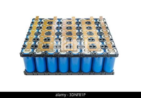 Lithium ion industrial high current batteries isolated on white Stock Photo