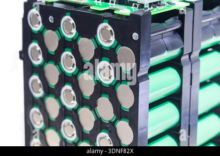 Lithium ion industrial high current batteries isolated on white Stock Photo